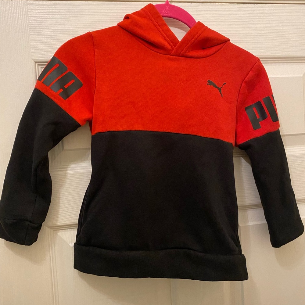 Puma Kids Red and Black Hoodie Size 6